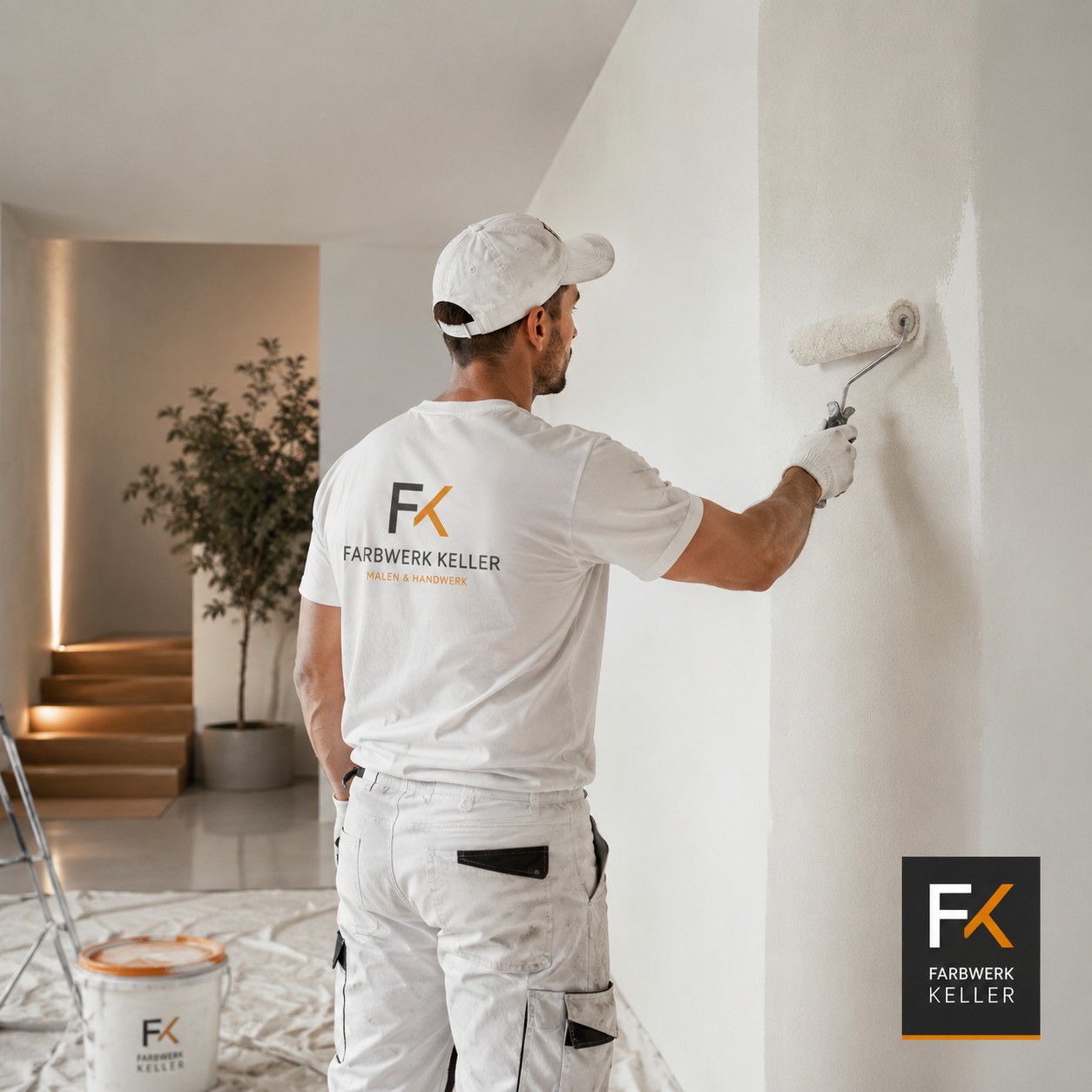 Farbwerk Keller bei präziser Malerarbeit im Innenraum